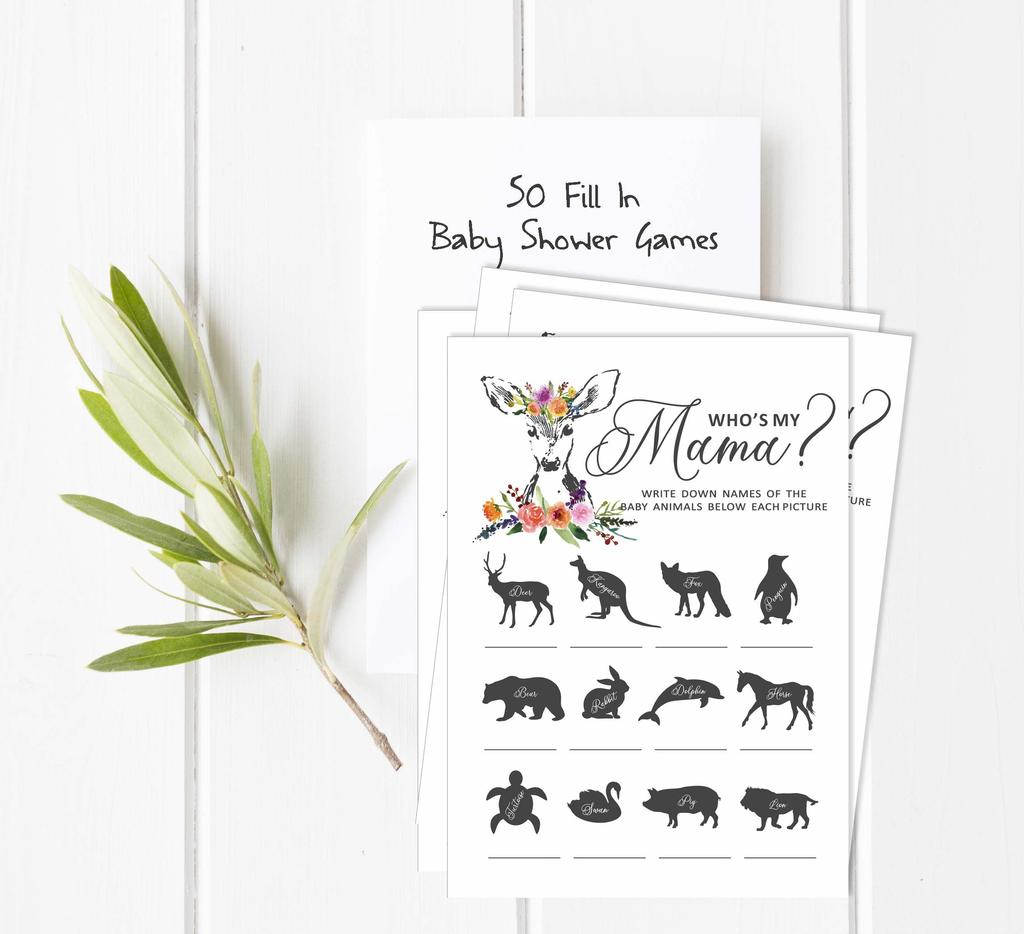 Inkdotpot 50 BabyA AlphabetA ABCA GameA Олени Животные Baby Shower Игра Гендерно-нейтральная вечеринка