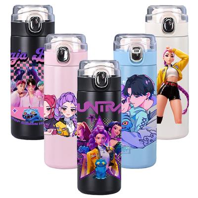 Новое Аниме K-Pop Охотники на Демонов Принт 400 мл Бутылка для Воды Термос Кружка Портативная Нержавеющая Сталь Герметичная Чашка для Воды для Кемпинга Детские Подарки