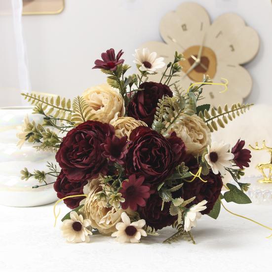 Букеты из искусственных цветов, искусственные ромашки, пионы, букеты, искусственные цветы, центральные украшения для стола, цветочные композиции для дома, свадебные украшения для отеля