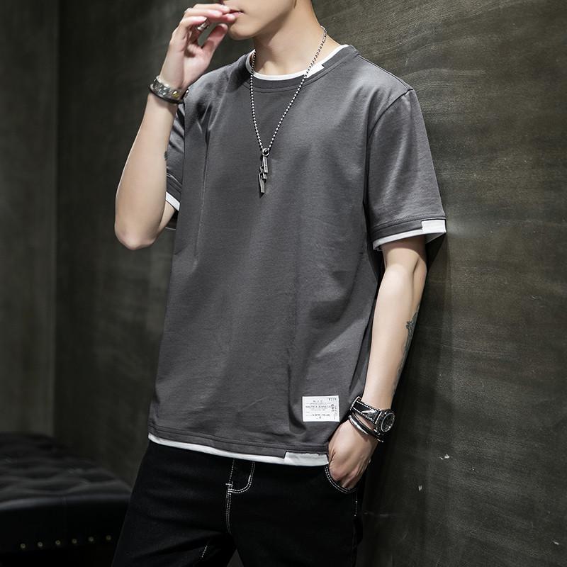 Men's Korean Style Loose Cotton Summer T-Shirt - Short Sleeve, Student Inner Wear
