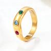 Korean Version of Retro Niche Gemstone Ring Simple Ins Zircon Non-fading Ring Women's Electroplated Titanium Steel