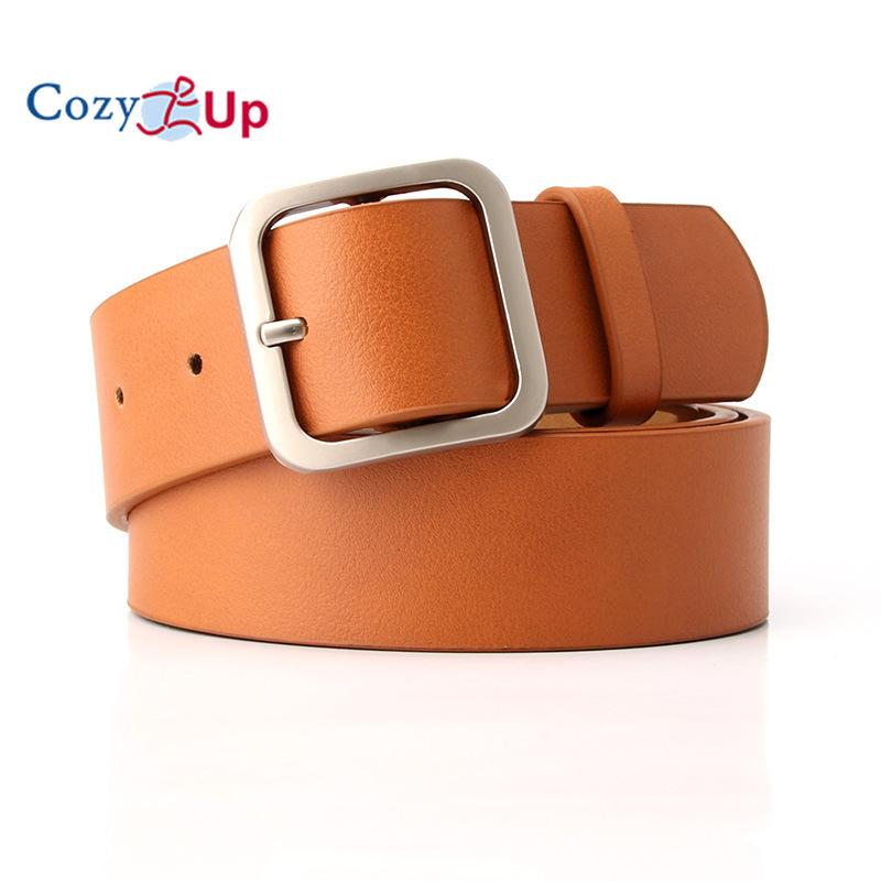 Cozy Up Женский ремень в стиле ретро, ​​простой универсальный ремень из искусственной кожи с квадратной пряжкой