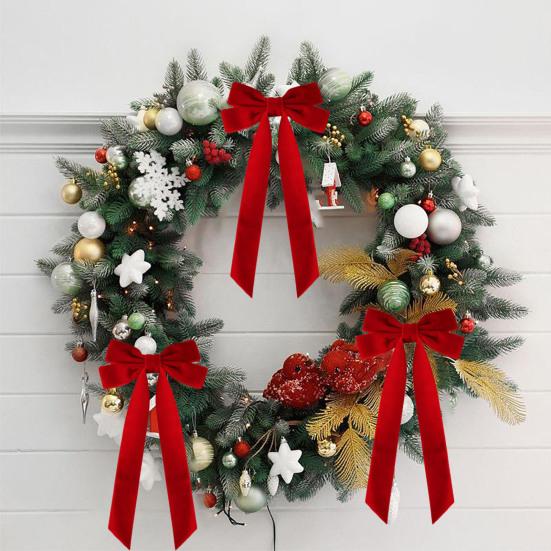 Yousheng 4 шт. рождественские бархатные банты из ленты подарки гирлянды окна двери стены лестницы банты украшения ручной работы украшения