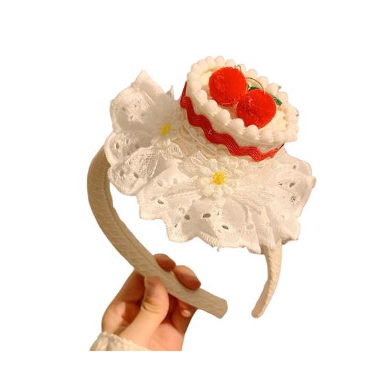 Soft Fabric Velvet Headband Birthday Series Cake Decor Bright Color Hair Hoop Hand-Crafted Hair Accessory