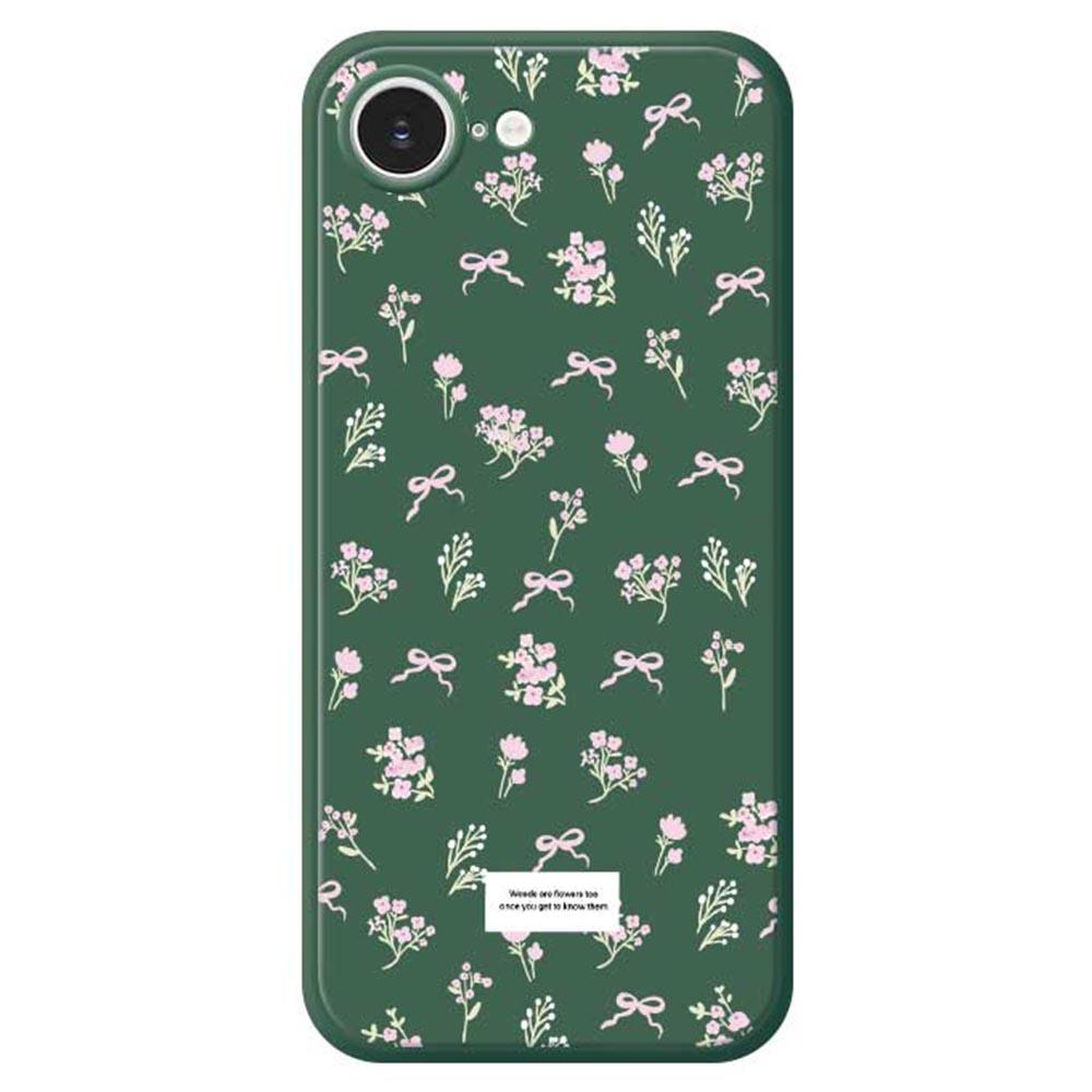 For iPhone 16e Case Cute Floral Pattern Printing Straight Edge TPU Phone Back Cover