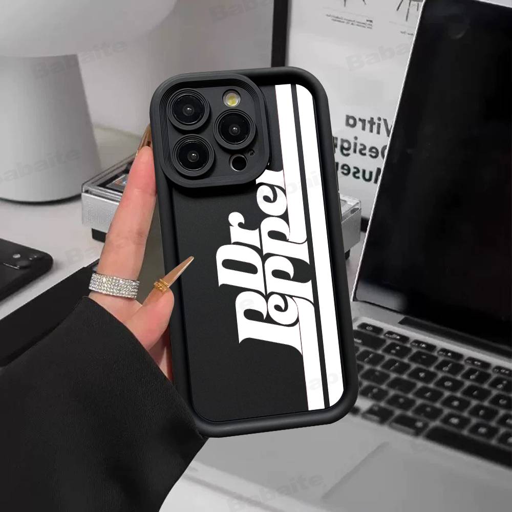 Силиконовый мягкий чехол для телефона с мультяшным рисунком D-Dr Pepper Для iPhone 17 16 15 14 Plus 13 12 Mini 11 Черный чехол