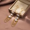 Geometric White Chic Pearl Earrings With Chain Tassels For 2023 Women