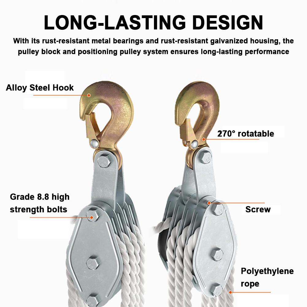 1Pcs 270 Degree Rotatable Rope Pulley Block Manual Lifting Device for Air Conditioner Installation