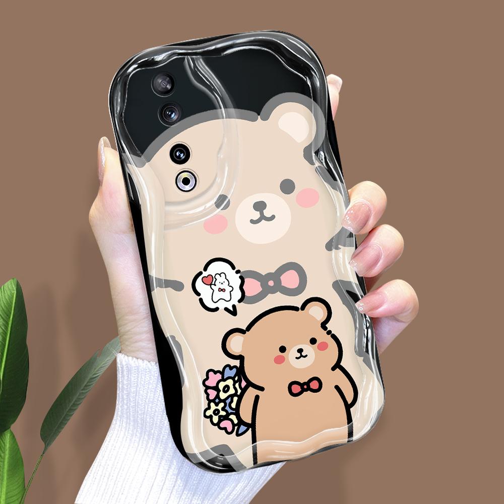 Cute Cartoon Pattern Cream Texture Casing Wavy Edge Soft Silicone Cover Phone Case for Huawei Honor Infinix Tecno iPhone