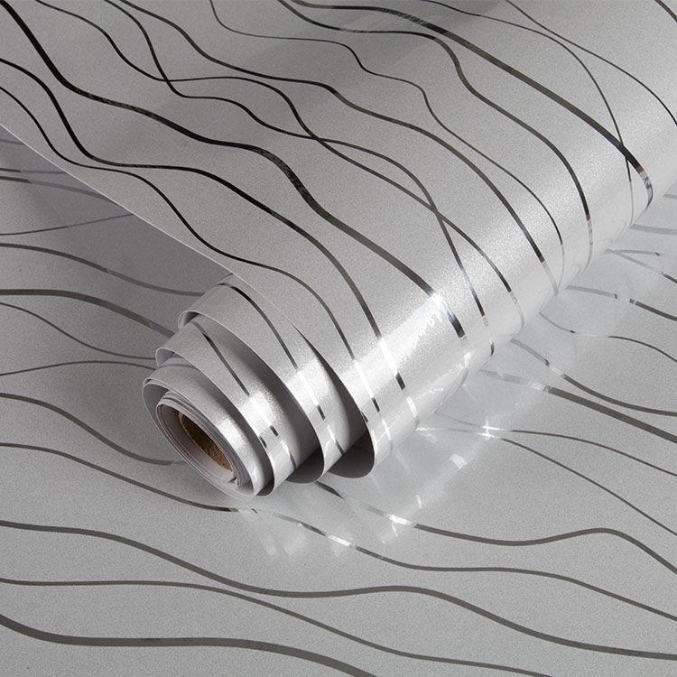 Thick PVC Furniture Cabinet Self Adhesive Film Sticker Gold Paint Stripe Wallpaper Silver Line Waterproof Wardrobe Contact Paper