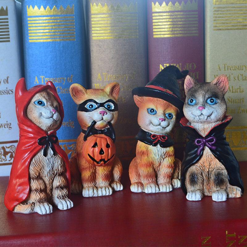 Halloween Cat Statue Decoration Cute Home Ornament