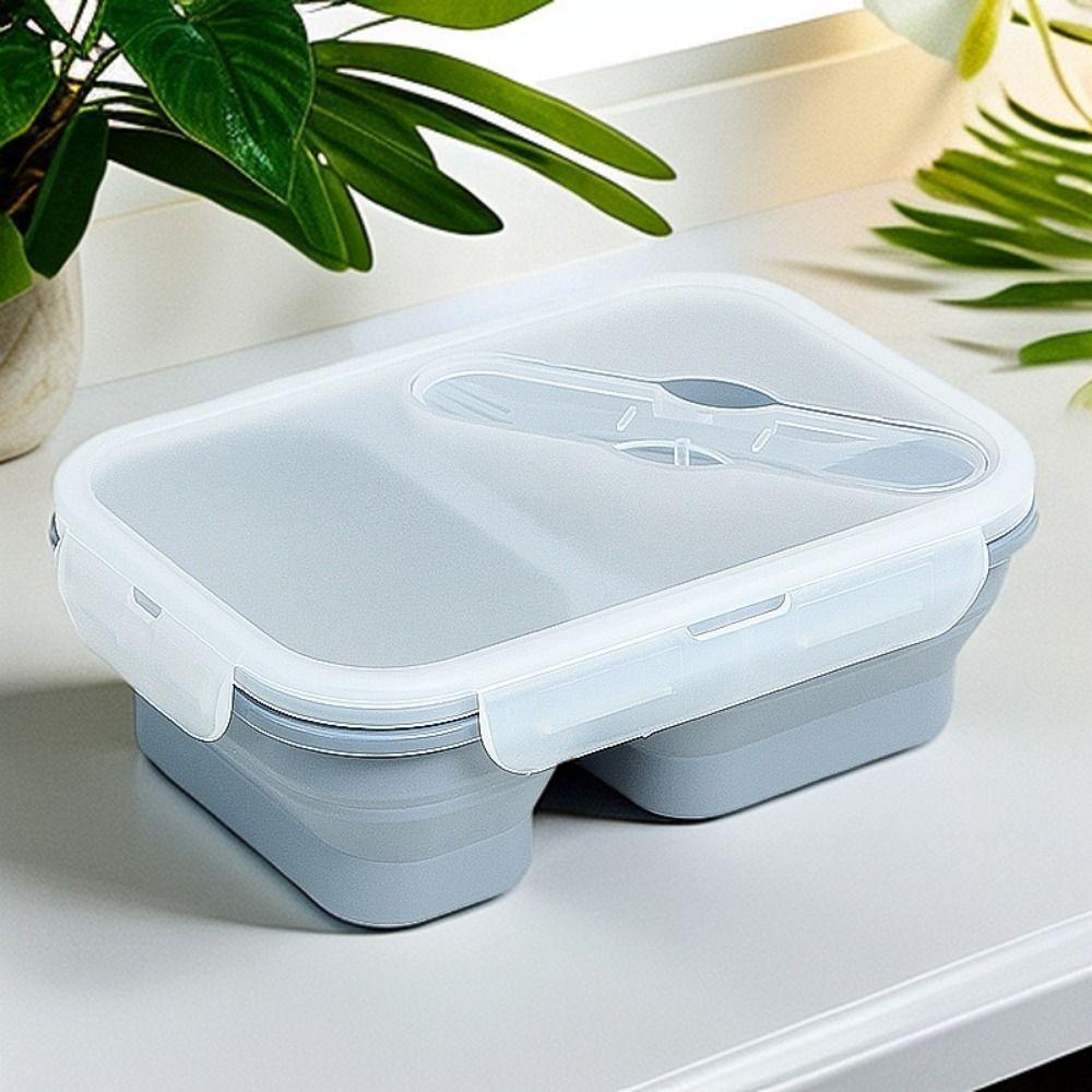 Rectangle Silicone Lunch Box Airtight Food Storage Container Practical Fresh Keeping Box  Outdoor