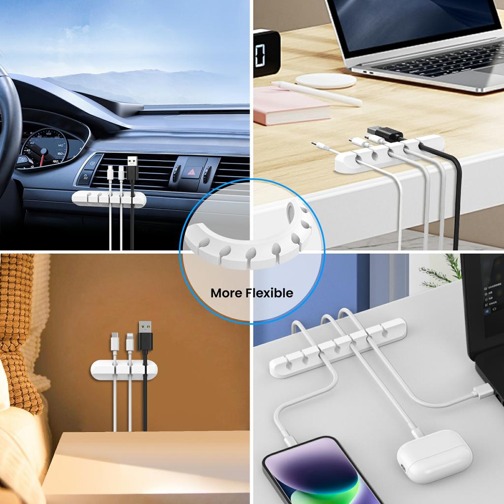 AHASTYLE WG144 Silicone Cable Clip Organizer 7-Hole Wire Management Cord Holder