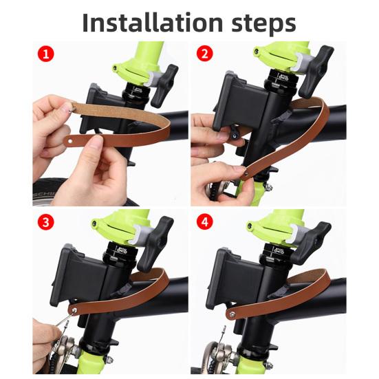 Faux Cowhide Pull Strap for Brompton Folding Bike Carrier Block Fake Leather Quick Release Bicycle Carrier Block