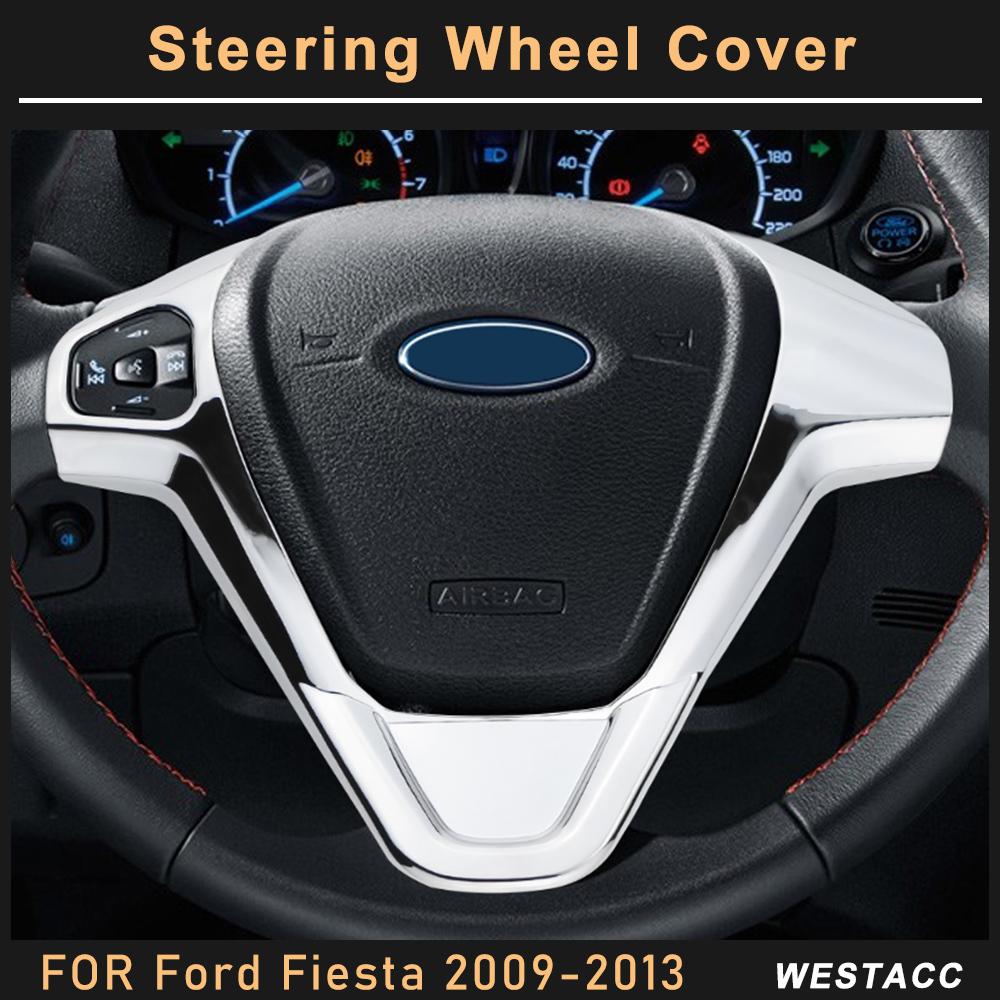 ABS хромированный автомобильный чехол на руль, декоративная наклейка для Ford Fiesta MK7 2009 2010 2011 2012 2013 2014
