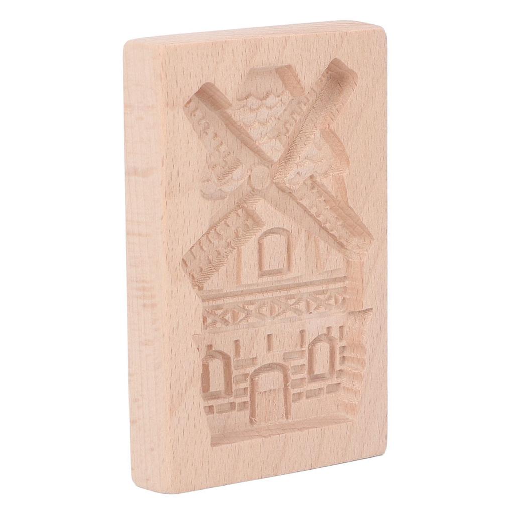 Wooden Cookie Mould Beechwood Reusable Washable Biscuit Press Stamp Mold for Kitchen Baking