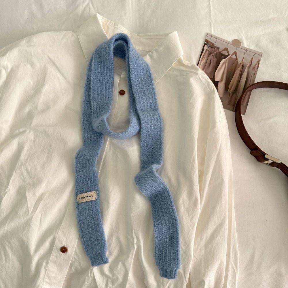 Korean Style Long Narrow Scarves Soft Harajuku Knitted Scarf All-match Y2K Thin Scarf Female