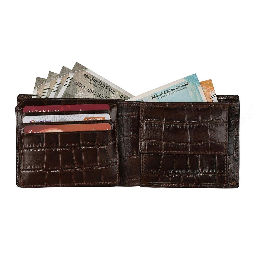 Коричневый кожаный кошелек с принтом Carl для мужчин