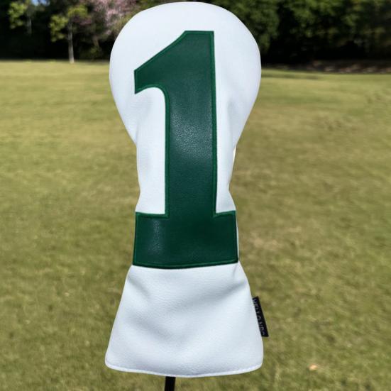 Faux Leather Golf Club Head Cover for Drivers Fairway Woods Hybrids No.1/3/5/U Headcover Soft Velvet Lining British-Style Green Putter Head Protector