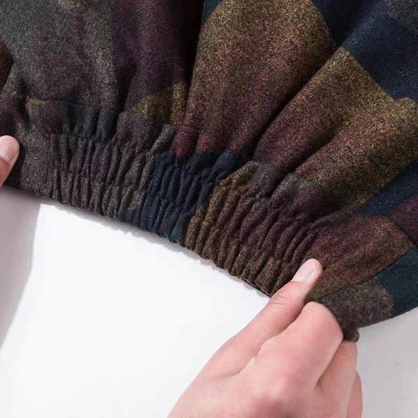 High Waist Woolen A-line Long Skirt - Women's Waist Slimming Big Swing Design