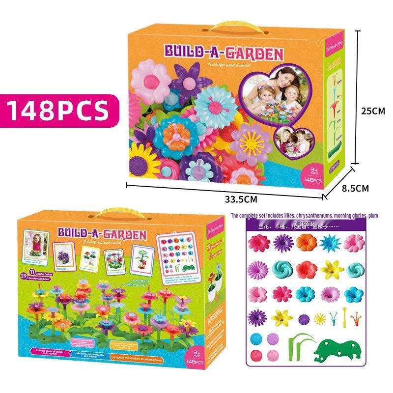 Children's DIY Pop Art Flower Arrangement Building Blocks – Interlocking Garden Toy for Girls
