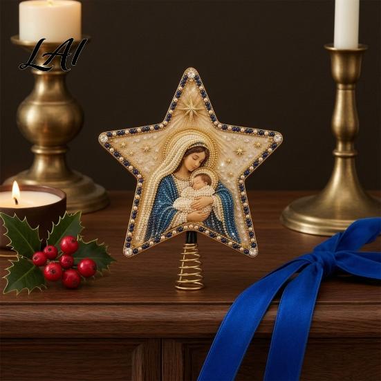 DIY Tree Decoration Kit Christian Faux Pearl Art Christmas Topper Kit Faith Nativity Holiday Festive Craft Decoration Handmade Beaded Star