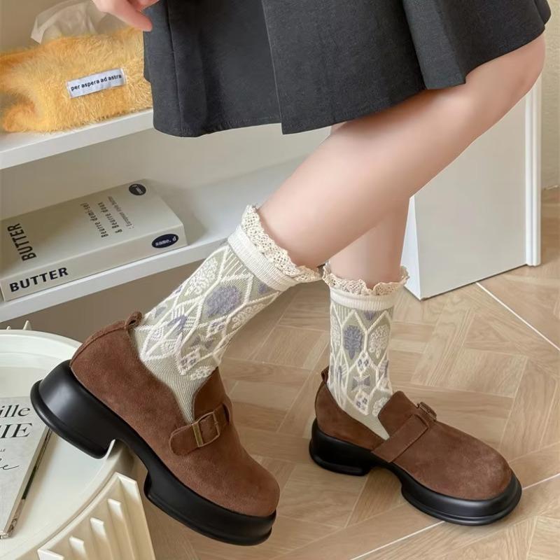 Lace Ruffle Socks Women JK Japanese Style Sweet Girls Lolita Kawaii Socks Ethnic Harajuku Retro Streetwear Middle Tube Socks Sox