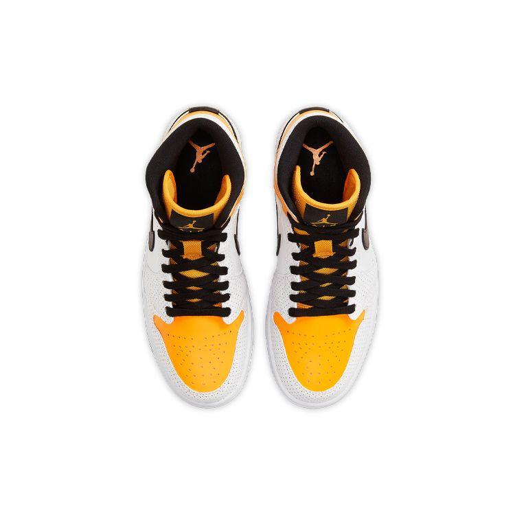 Air Jordan 1 Mid Perforated - Белые университетские золотые женские кроссовки черные BQ6472-107