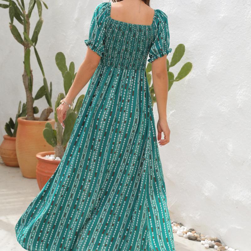 GMXIA Весна-лето Вертикальные полосатые платья с разрезом на талии Одно плечо Короткий рукав Повседневные праздничные платья