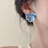 Изысканные серьги-гвоздики с капающим маслом, нерегулярные цветы орхидеи, корейские элегантные серьги-гвоздики с синими кристаллами для женщин, вечерние ювелирные аксессуары, подарки