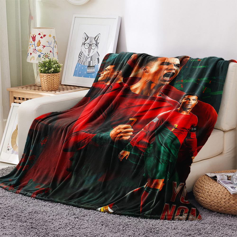 1PC Custom Name CR7 Patterned Flannel Blanket Suitable For All Seasons for Home Decor Warmth and Comfort Gifts Holiday Present -HE117