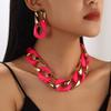 Punk Hollow Acrylic Cuban Chain Necklace Earrings Set Hip-Hop Chain Fluorescent Splicing Necklace