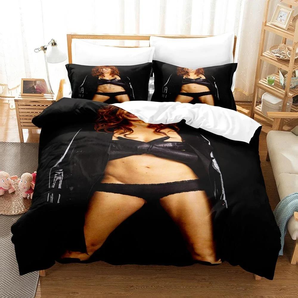 France Mylène Farmer Duvet Cover Pillowcase 2/3Piece Bedding Set for Kids Girl Boys Bedroom Gift Single Double Large Size