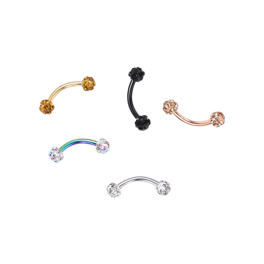 Stainless Steel Rhinestone Piercing Ring Ball Nose Ring Eyebrow Stud Fake Lip Stud Piercing Jewelry