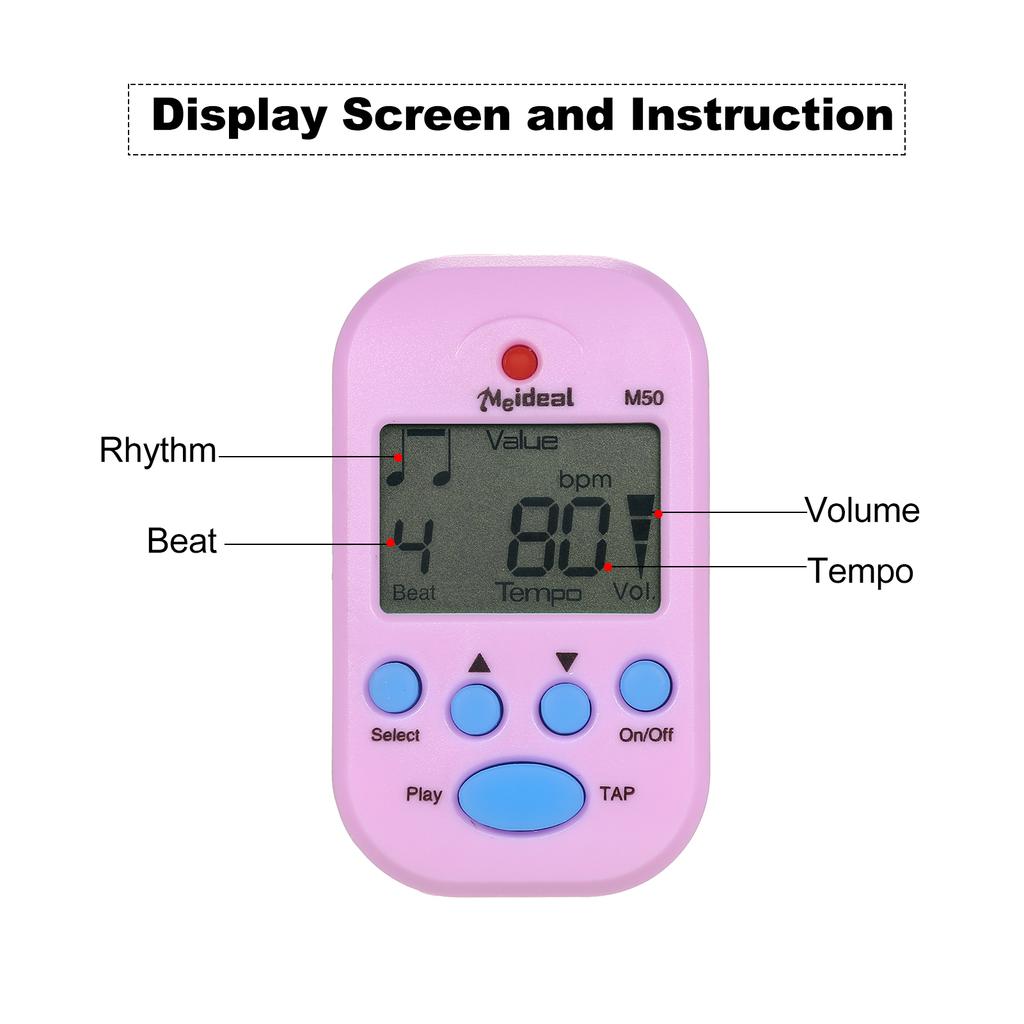 Мини цифровой метроном M50 Tempo Metronome Clip-On Electronic Metronome Pocket Metronome Подходит для гитары, фортепиано, скрипки, барабана