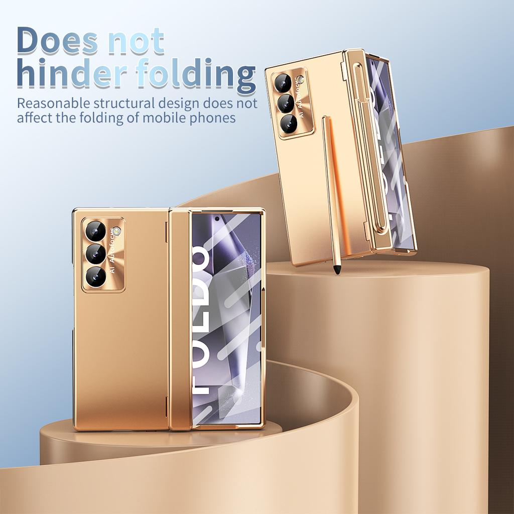 Чехол для телефона Samsung Galaxy Z Fold6 5G, жесткий ПК, чехол для телефона с пленкой из закаленного стекла/стилусом