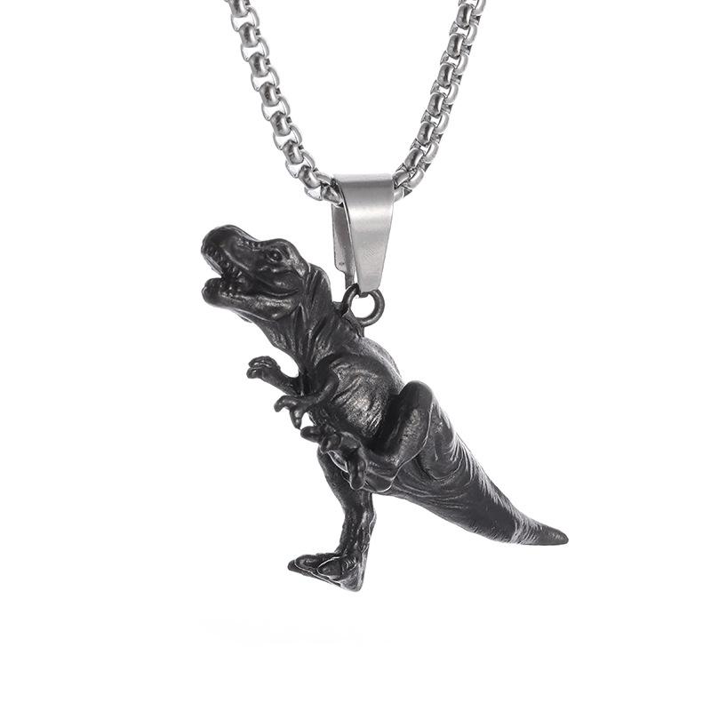 Personalized Retro Domineering Dinosaur Titanium Steel Pendant Necklace