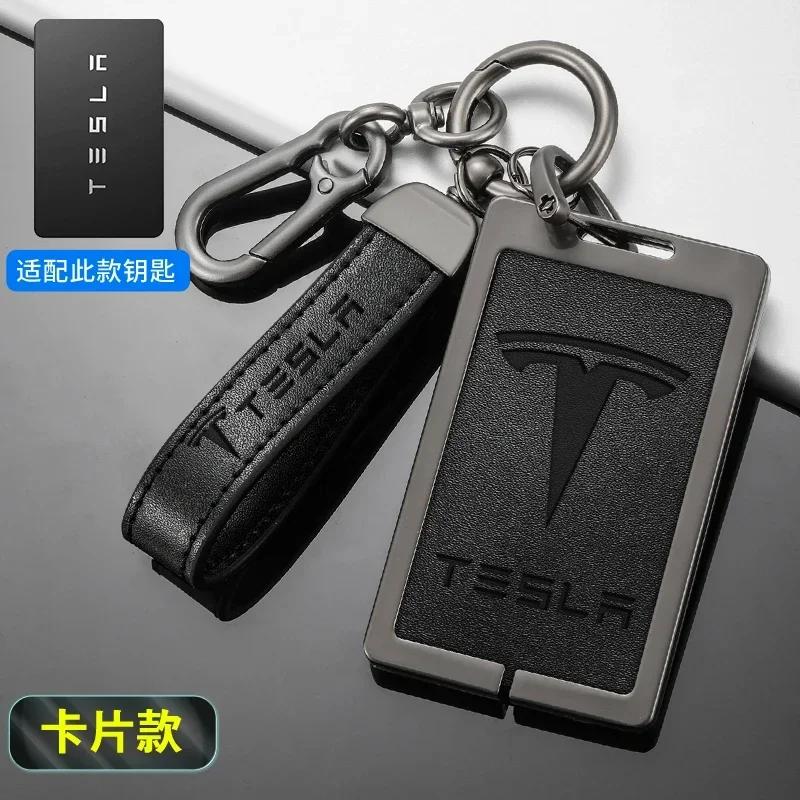 Car Sticker 2025 New Tesla Zinc Alloy Leather Car Smart NFC Card Key Cover Case Protector Shell Fob For Tesla Model 3 S X Y Acce