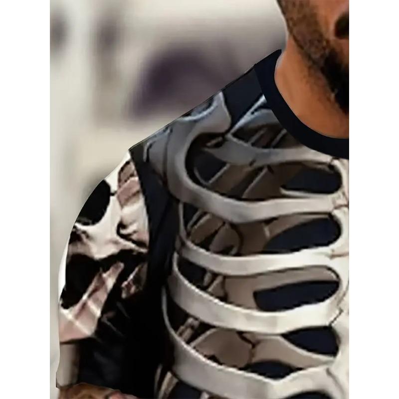 Ужасные футболки со скелетом Кость Страшный 3D-принт Харадзюку Уличная одежда Футболки Мужская мода Футболка с коротким рукавом Топы Одежда