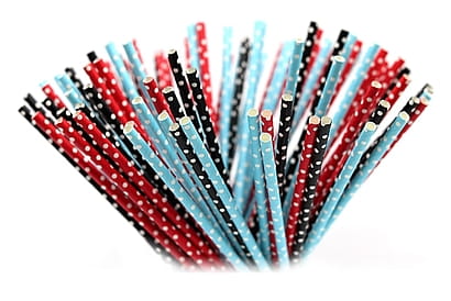 Paper Straws White Dots Mix 10 Pcs