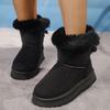 Fashion Bowknot Thick Plush Snow Boots Women Winter Thick Bottom Faux Fur Warm Ankle Boots Woman Faux Suede Cotton Padded Shoes