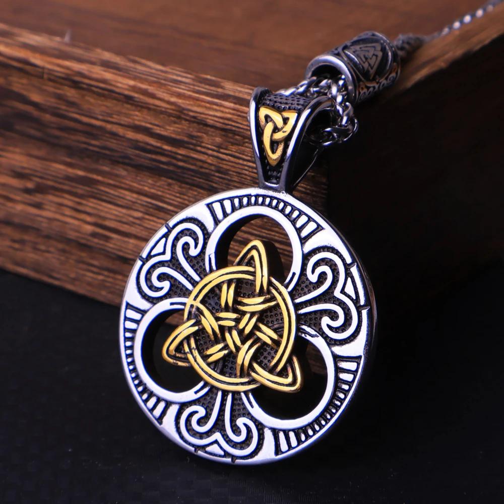 Винтажное Серебряное Viking Celtic Узел Троица Кулон Ожерелье Мужская Цепь Nordic Odin Viking Ожерелье Амулет Украшение Подарок