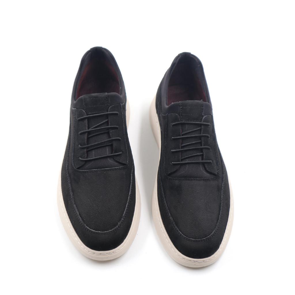 Мужская ультраудобная и легкая повседневная обувь из натурального нубука черного цвета