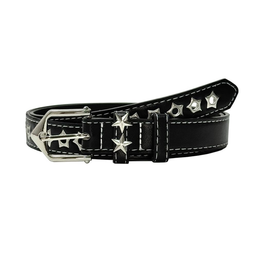 PU Leather Y2K Star Waist Belts Star Eyelets Girls Rivet Waistband Women's Jeans Belt  Hip Hop