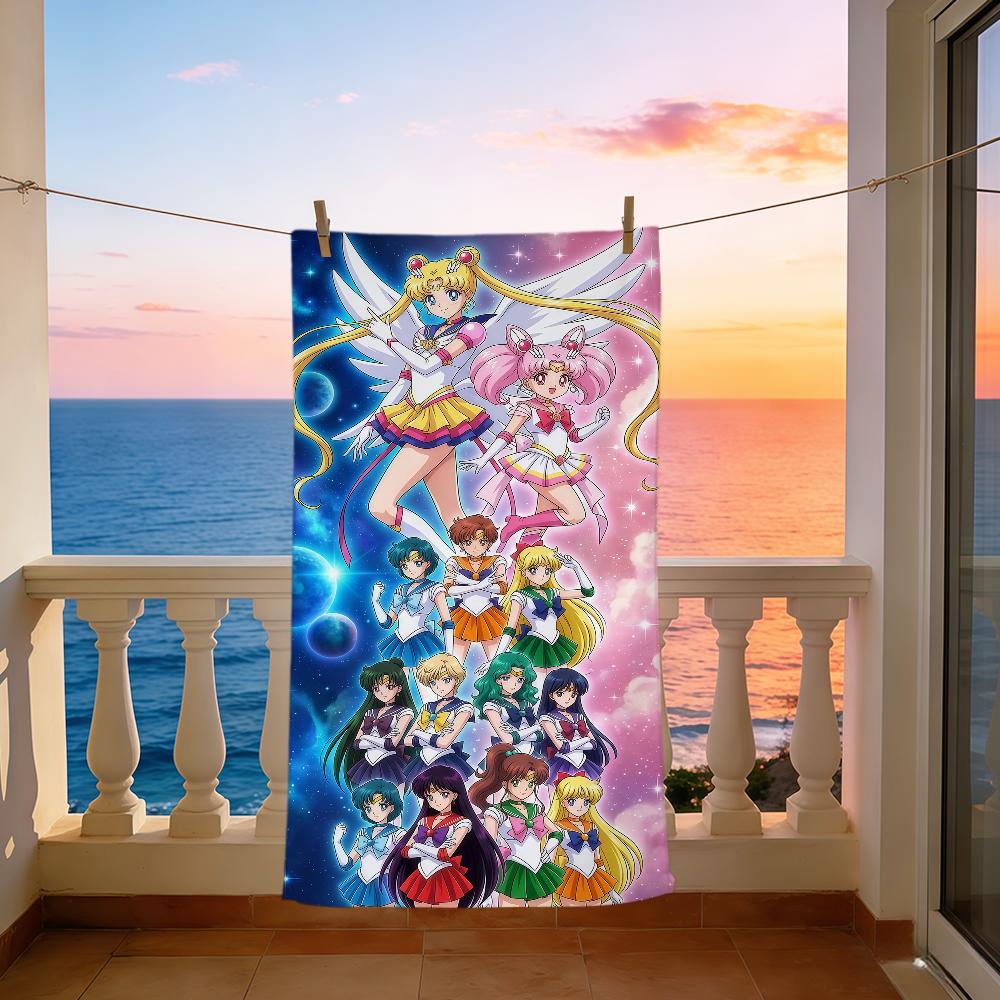 anime cartoon cute S-SailorS M-Moon FK Towel Pool soft Beach Towels Trip swim bath Towel Gym Spa home room Decor Holiday Gift