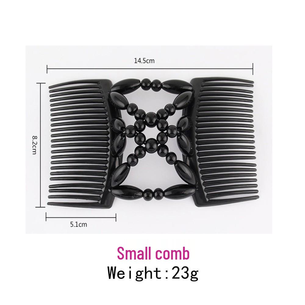 Большой ручной эластичный гребень для волос с бусинами и цветочным украшением - Универсальный двухрядный вкладыш для укладки и создания пучков