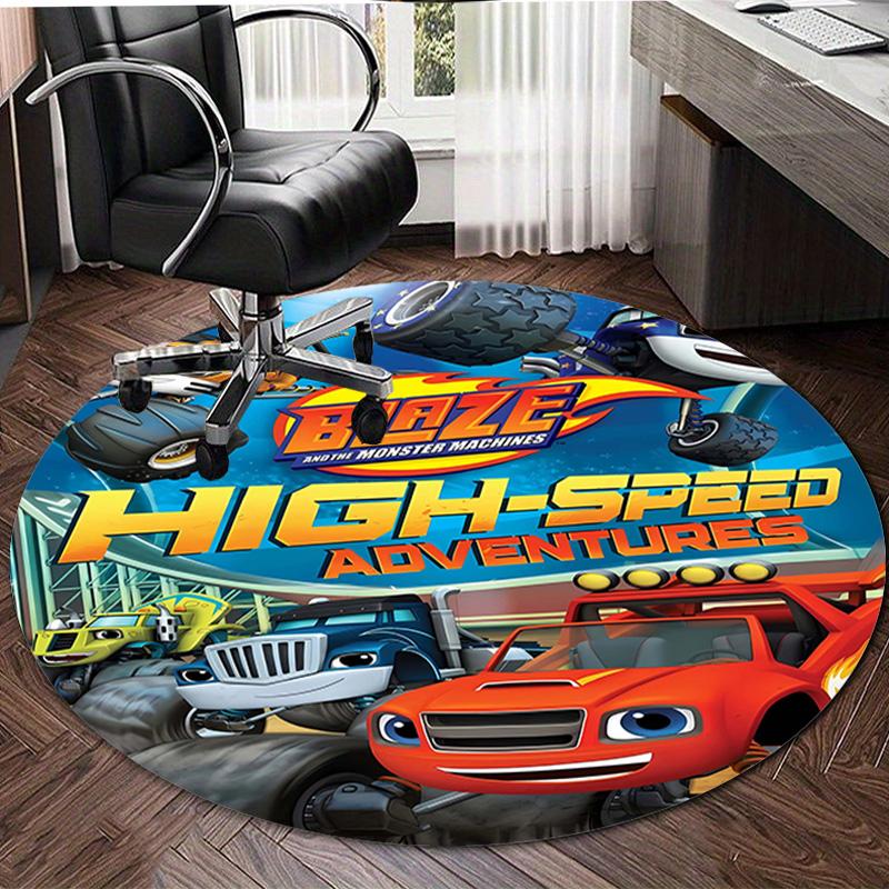 1pc Blaze and the Monster Machines Design Printed Area Round Carpet for Bedroom Living Room Home Decor Rugs Mat Non Slip Mat Rug for Bedside