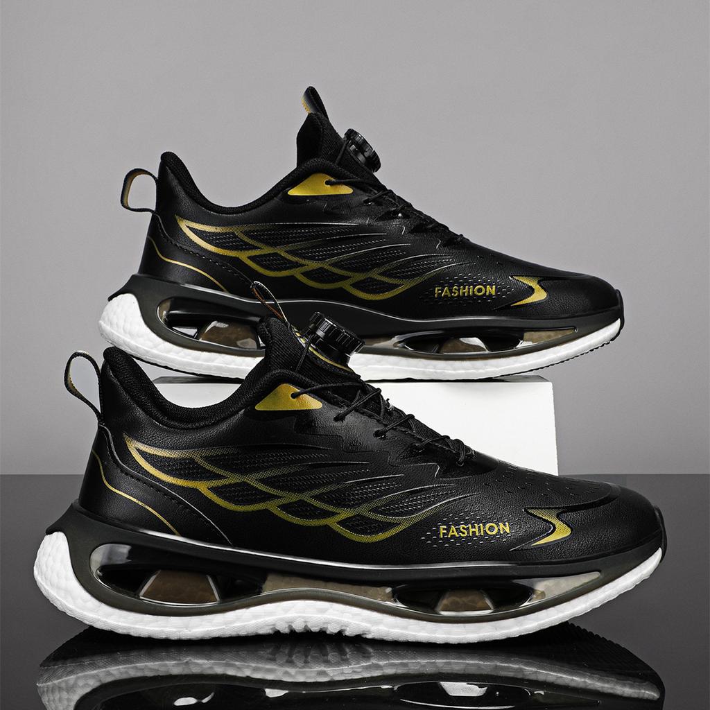 Men's shoes running new shock absorption spring spinning teen button sneakers popcorn sports running shoes