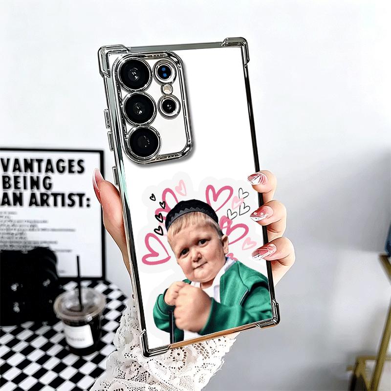 Funny Babaite Hasbulla Plating Phone Case For Samsung Galaxy S24 S25 FE S26 Edge S23 Ultra S22 S21 Plus S20 Anti-Fall Airabag Co