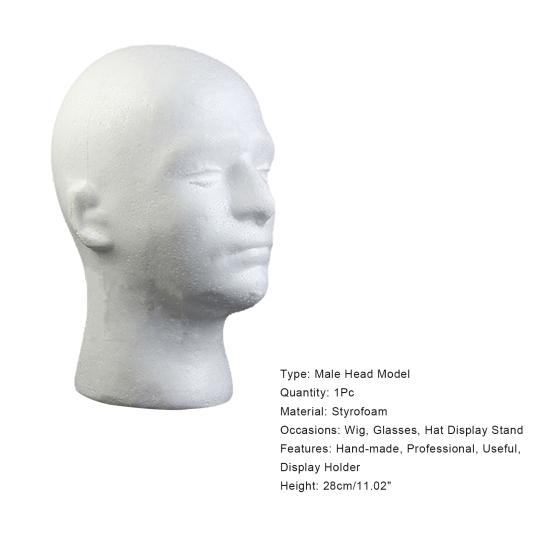Yousheng Male Mannequin Head Foam Wig Stand Manikin Head Wig Cap Holder for Store Salon Home